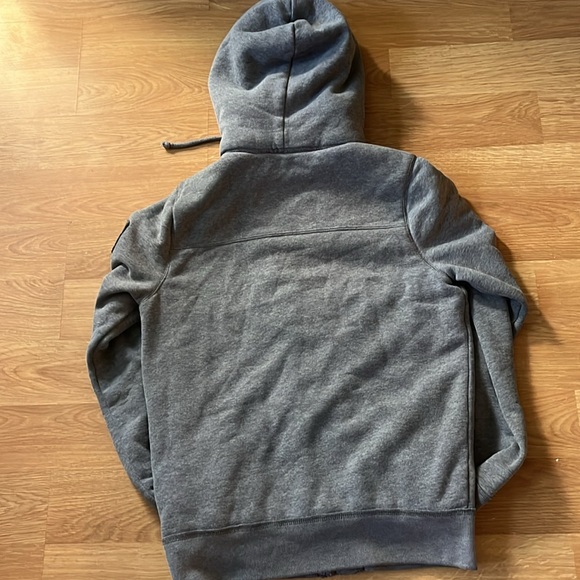 Hollister Gray/Blue Quilted Fleece Hood Jacket EUC Medium Button/Zip up - Picture 9 of 12